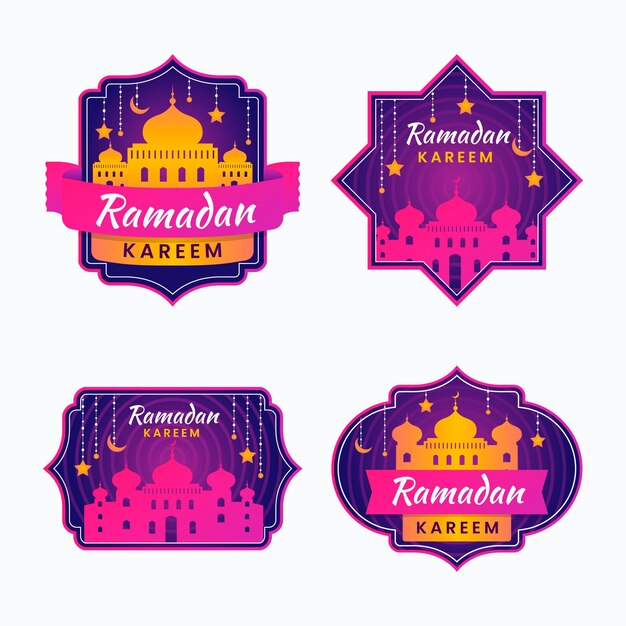 Collezione di badge ramadan piatto