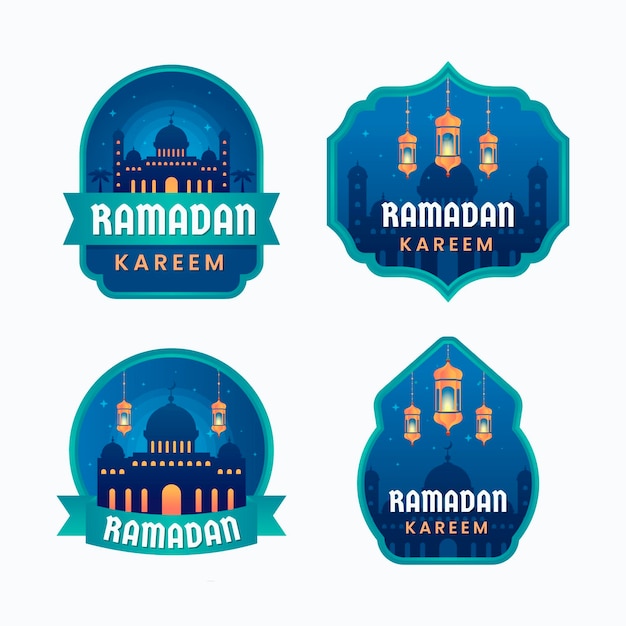 Vettore gratuito collezione di badge ramadan piatto