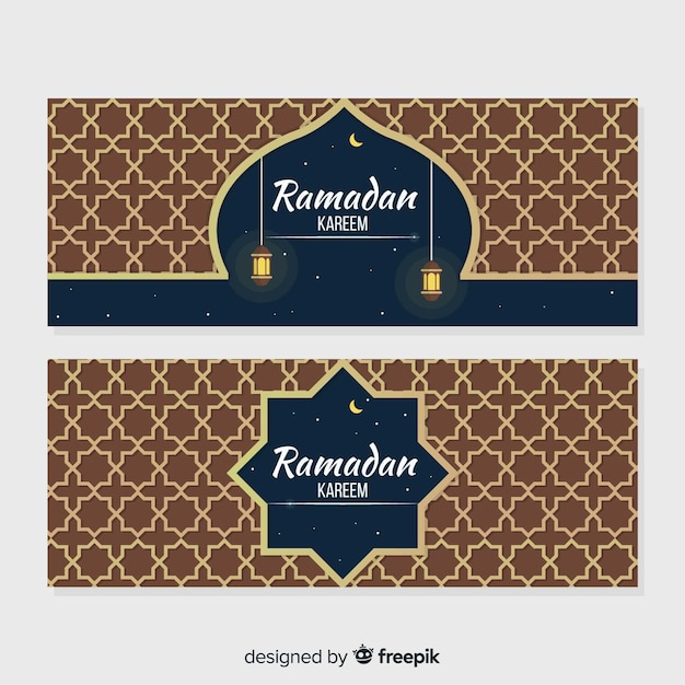 Modello di banner piatto ramadan