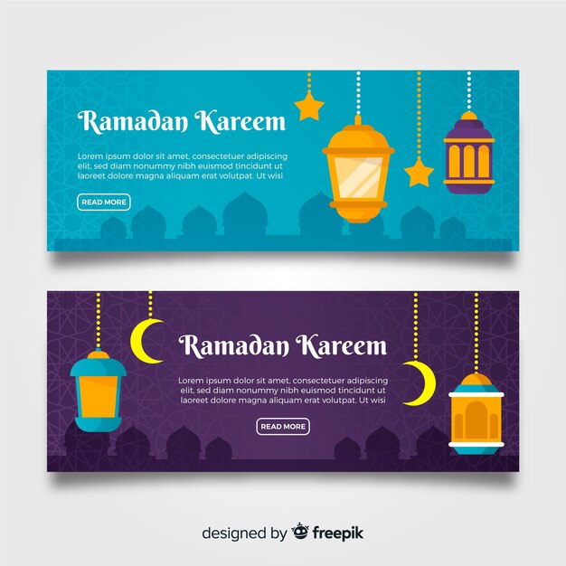 Free vector flat ramadan banners