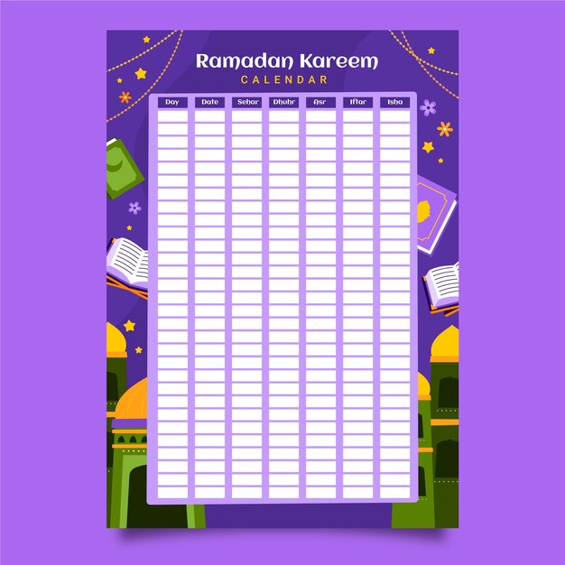 Flat ramadan calendar template