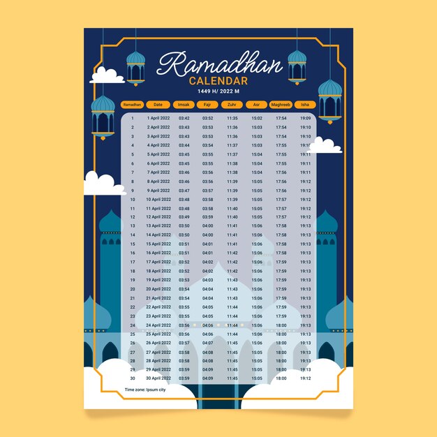 Flat ramadan calendar template