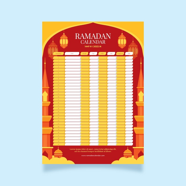 Flat ramadan calendar template