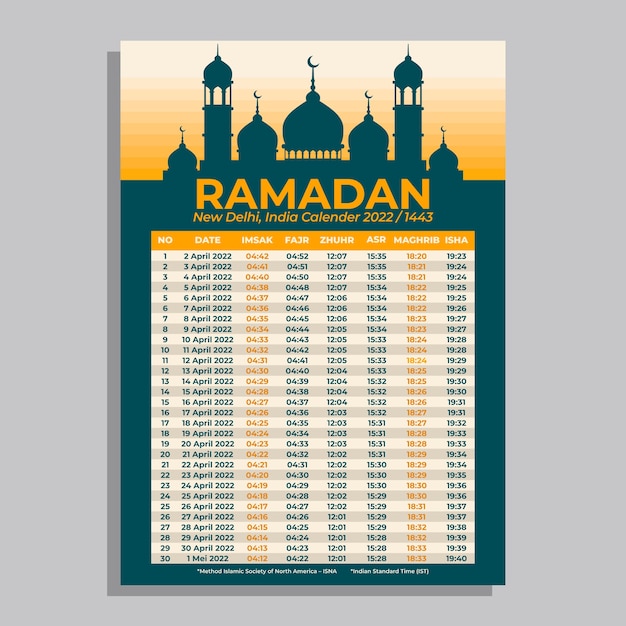 Calendario piatto del ramadan