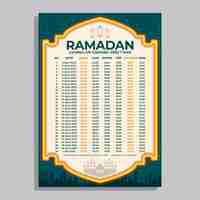 Vettore gratuito calendario piatto del ramadan