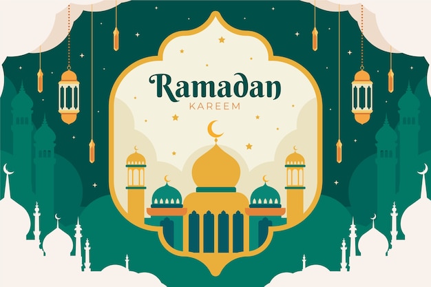 Vettore gratuito fondo piatto di celebrazione del ramadan