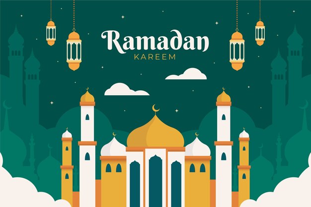 Flat ramadan celebration background