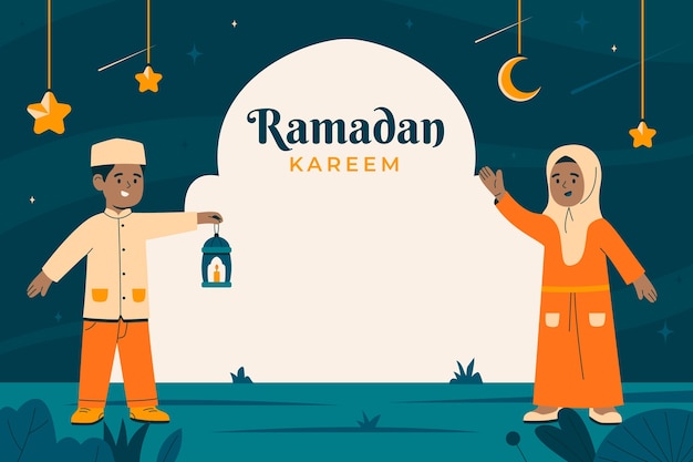 Бесплатное векторное изображение Плоский фон празднования рамадана
