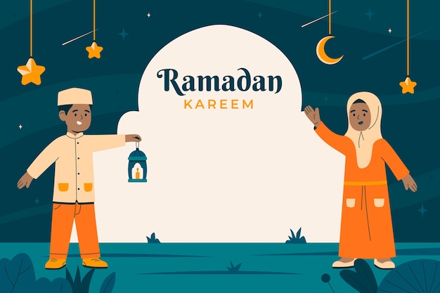 Vettore gratuito fondo piatto di celebrazione del ramadan