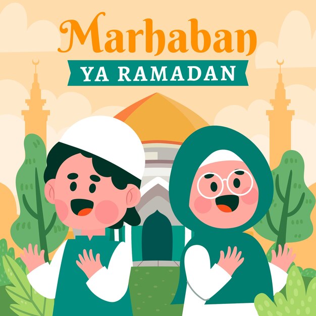 Flat ramadan celebration illustration