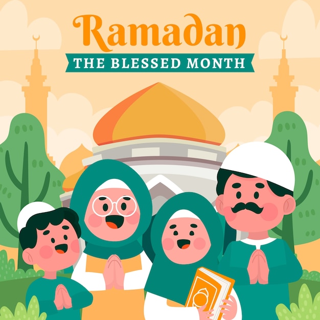 Free vector flat ramadan celebration illustration