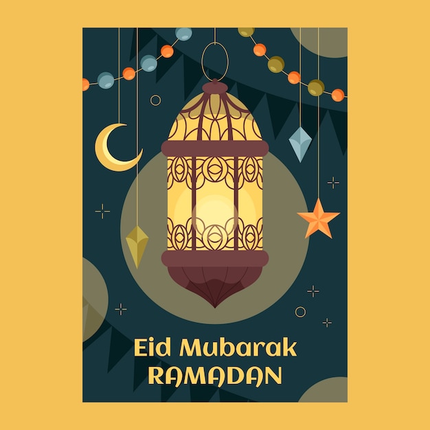 Free vector flat ramadan greeting card template