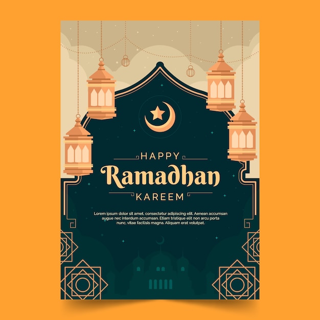Free vector flat ramadan greeting card