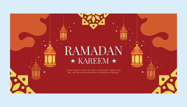 Flat ramadan horizontal banner template