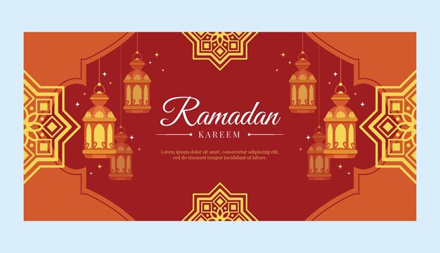 Flat ramadan horizontal banner template