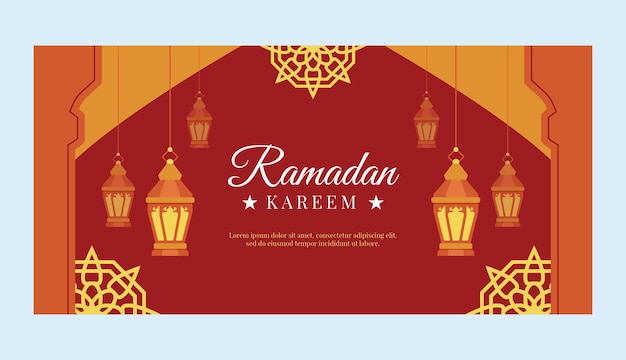 Flat ramadan horizontal banner template