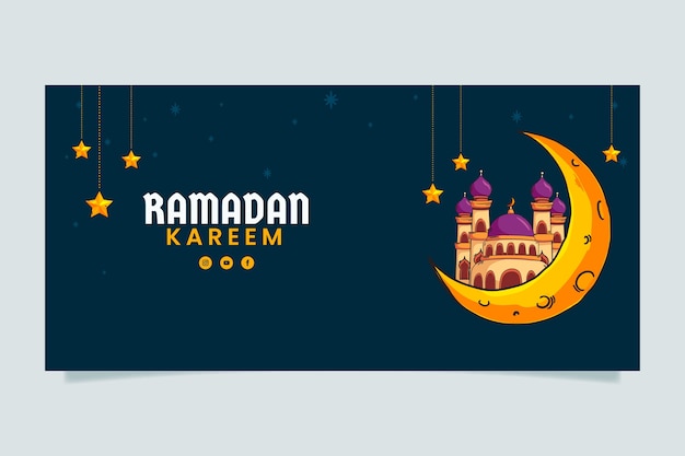 Modello di banner orizzontale piatto ramadan