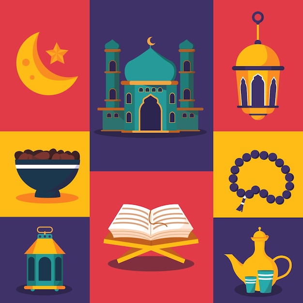 Vettore gratuito illustrazione di ramadan piatto