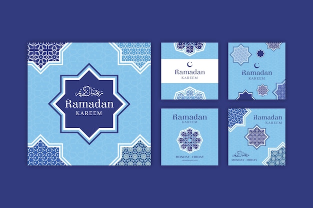 Vettore gratuito collezione di post instagram ramadan piatti