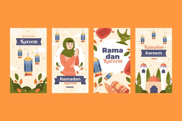 Flat ramadan instagram stories collection