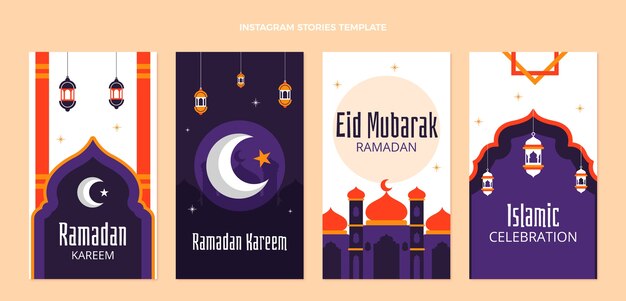 Flat ramadan instagram stories collection