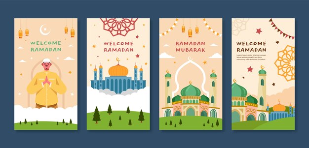 Flat ramadan instagram stories collection