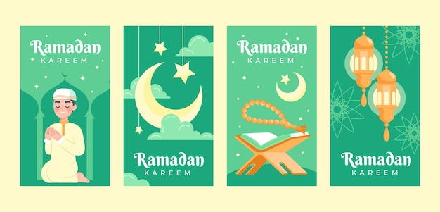 Collezione di storie di instagram ramadan piatte