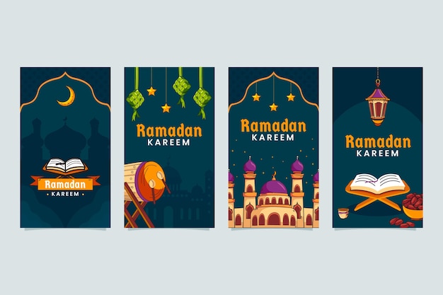 Collezione di storie di instagram ramadan piatte