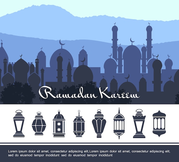 Бесплатное векторное изображение Плоская концепция рамадан карим