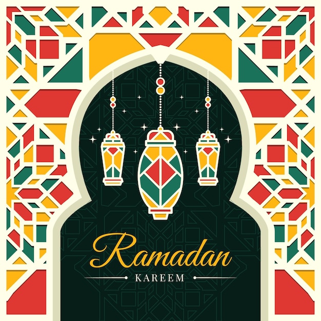 Vettore gratuito illustrazione di ramadan kareem piatto