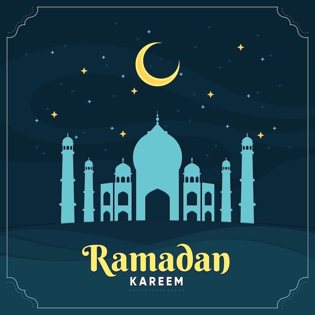 Vettore gratuito illustrazione di ramadan kareem piatto