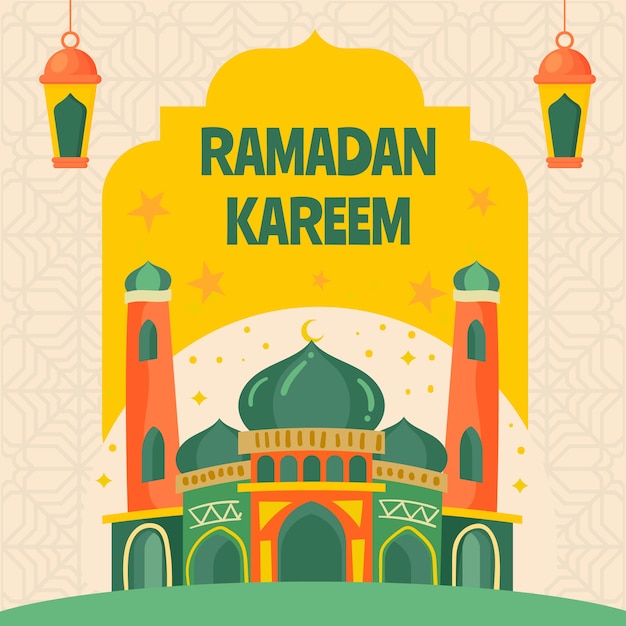 Flat ramadan kareem illustration