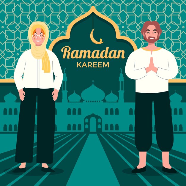 Flat ramadan kareem illustration