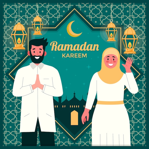 Flat ramadan kareem illustration