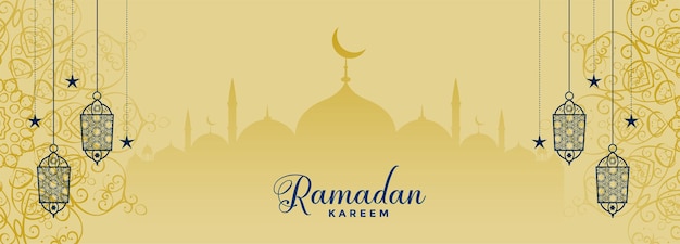 Flat ramadan kareem islamic banner