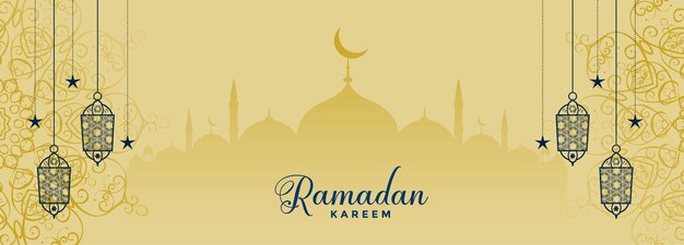 Flat ramadan kareem islamic banner