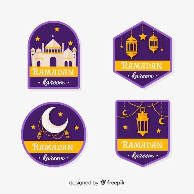 Free vector flat ramadan label collection