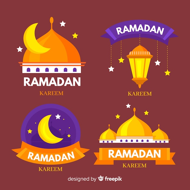 Flat ramadan label collection