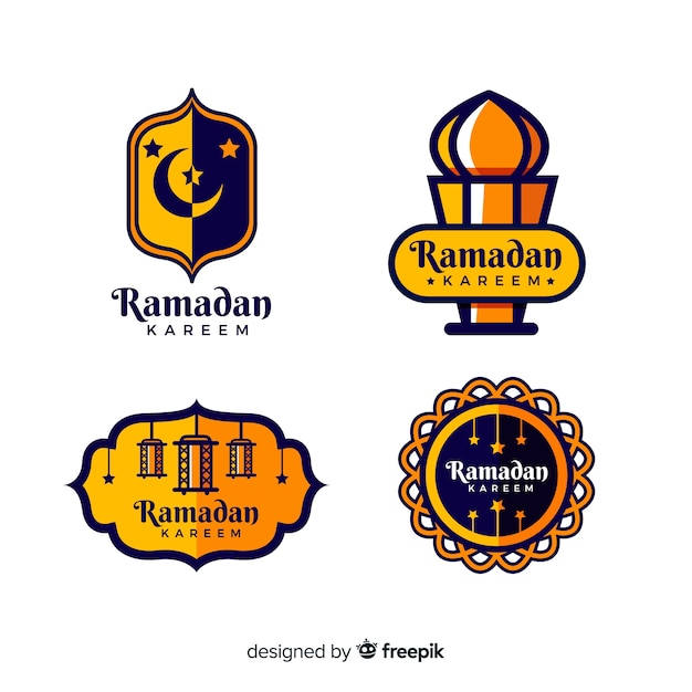 Free vector flat ramadan label collection