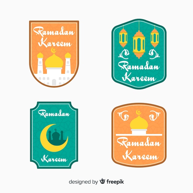 Free vector flat ramadan label collection