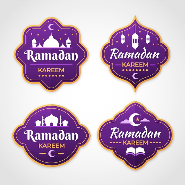 Free vector flat ramadan label pack