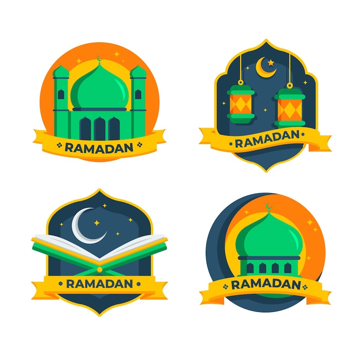 मुफ़्त वेक्टर flat ramadan label pack