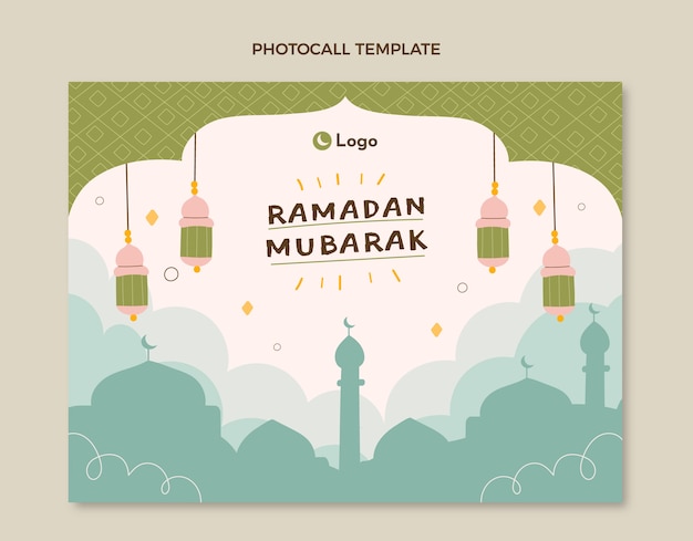 Free vector flat ramadan photocall template