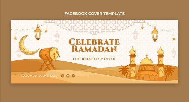 Flat ramadan social media cover template