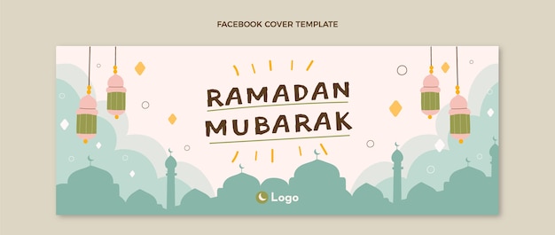 Free vector flat ramadan social media cover template