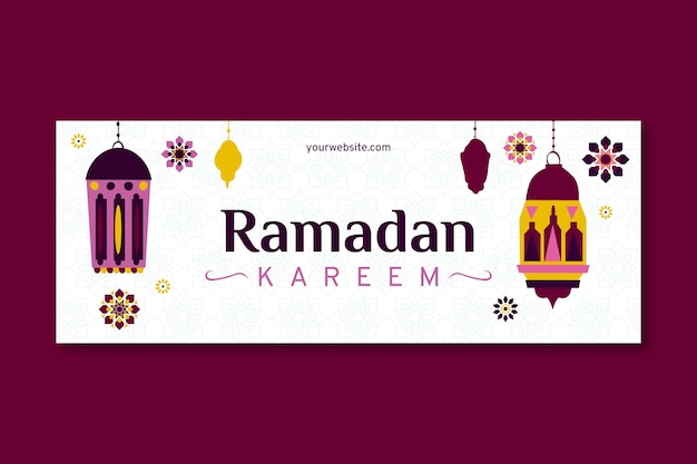 Flat ramadan social media cover template