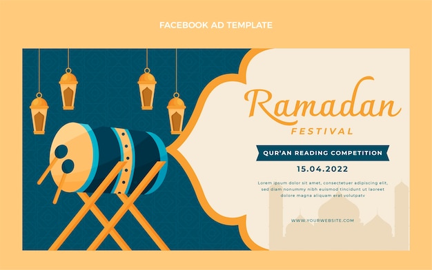 Vettore gratuito modello promozionale di social media ramadan piatto