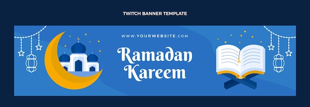 Vettore gratuito banner piatto di contrazione del ramadan