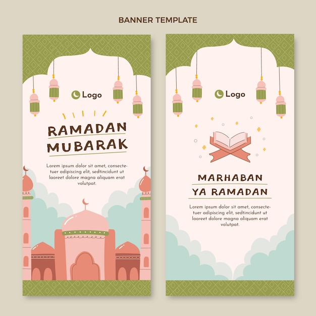 Free vector flat ramadan vertical banners set