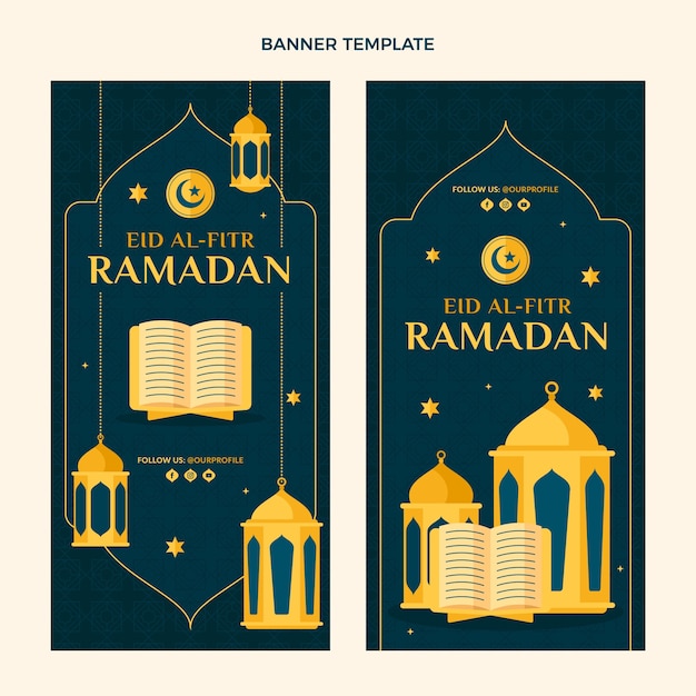 Free vector flat ramadan vertical banners set